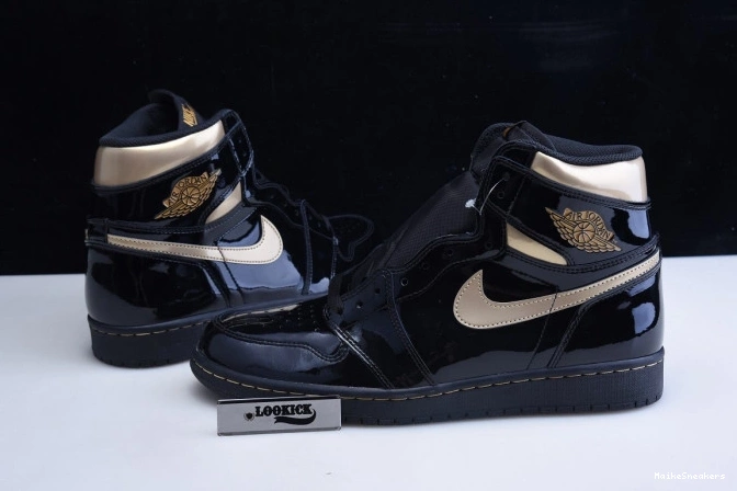 MaikeSneakers HIGH 1 BLACK JORDAN RETRO GOLD 555088-032 AIR (2020) METALLIC 0801